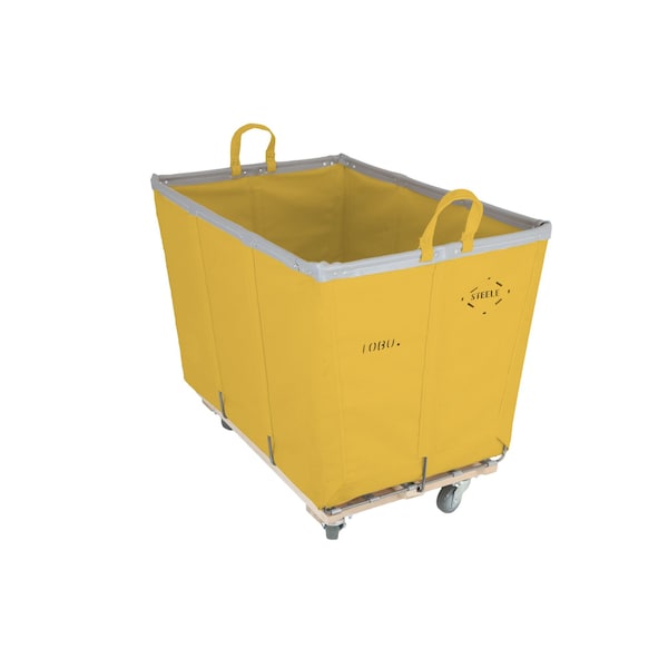 Steele Canvas Basket 10 BU Permanent Truck Yellow Vinyl w/Grey Vinyl - 3in Casters Diamond Mount 9410VYLWVGRYW3 - main